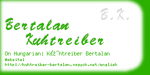 bertalan kuhtreiber business card